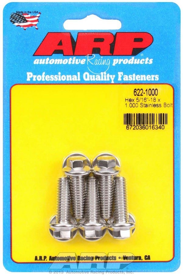Auto Racing Products 622-1000 S/S Bolt Kit - 6pt. (5) 5/16-18 x 1.000 Auto Racing Products 622-1000