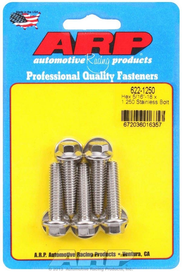 Auto Racing Products 622-1250 S/S Bolt Kit - 6pt. (5) 5/16-18 x 1.250 Auto Racing Products 622-1250