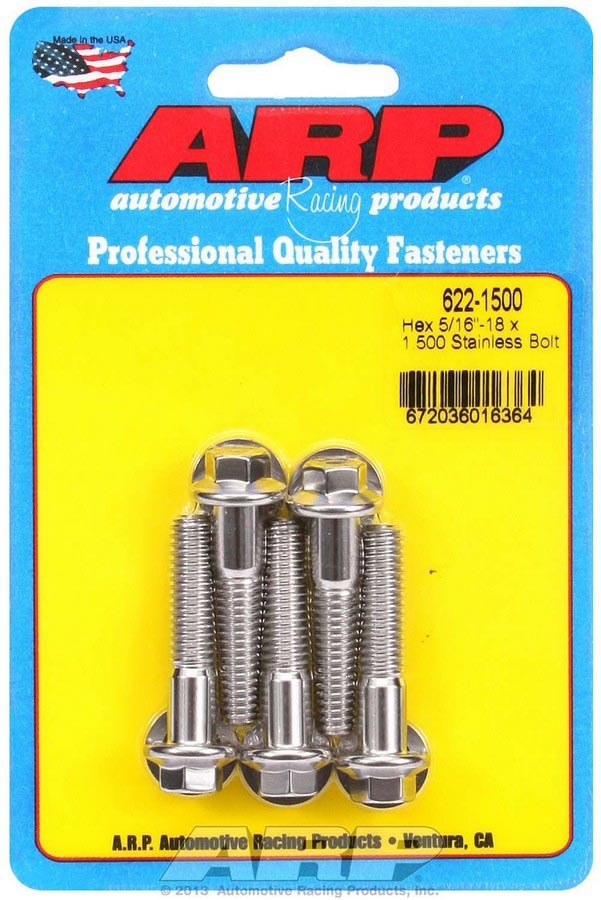 Auto Racing Products 622-1500 S/S Bolt Kit - 6pt. (5) 5/16-18 x 1.500 Auto Racing Products 622-1500