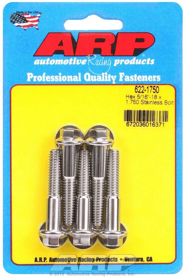 Auto Racing Products 622-1750 S/S Bolt Kit - 6pt. 5pk 5/16-18 x 1.750 Auto Racing Products 622-1750