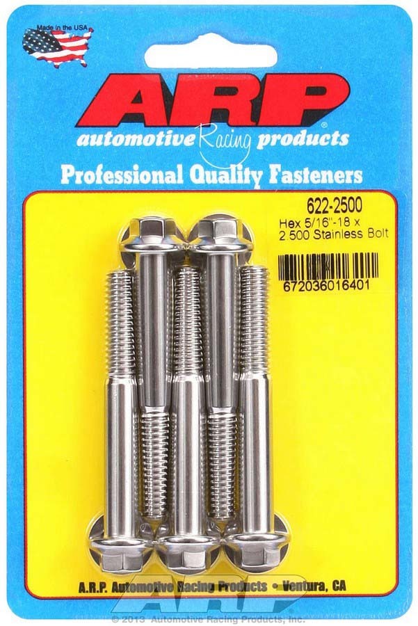 Auto Racing Products 622-2500 S/S Bolt Kit - 6pt. (5) 5/16-18 x 2.500 Auto Racing Products 622-2500