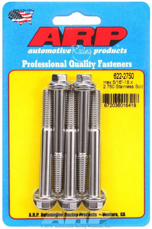 Auto Racing Products 622-2750 S/S Bolt Kit - 6pt. (5) 5/16-18 x 2.750 Auto Racing Products 622-2750