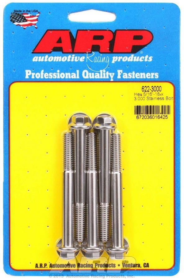 Auto Racing Products 622-3000 S/S Bolt Kit - 6pt. (5) 5/16-18 x 3.000 Auto Racing Products 622-3000