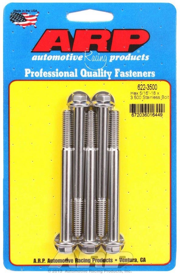 Auto Racing Products 622-3500 S/S Bolt Kit - 6pt. (5) 5/16-18 x 3.500 Auto Racing Products 622-3500
