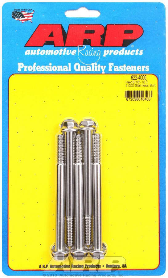 Auto Racing Products 622-4000 S/S Bolt Kit - 6pt. (5) 5/16-18 x 4.000 Auto Racing Products 622-4000