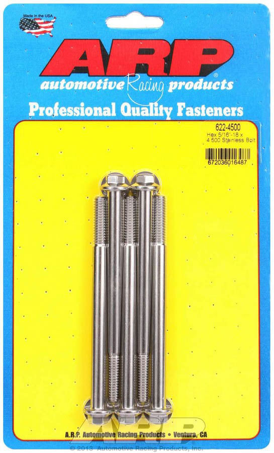 Auto Racing Products 622-4500 S/S Bolt Kit - 6pt. (5) 5/16-18 x 4.500 Auto Racing Products 622-4500