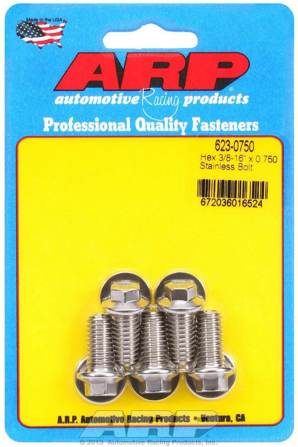 Auto Racing Products 623-0750 S/S Bolt Kit - 6pt. (5) 3/8-16 x .750 Auto Racing Products 623-0750