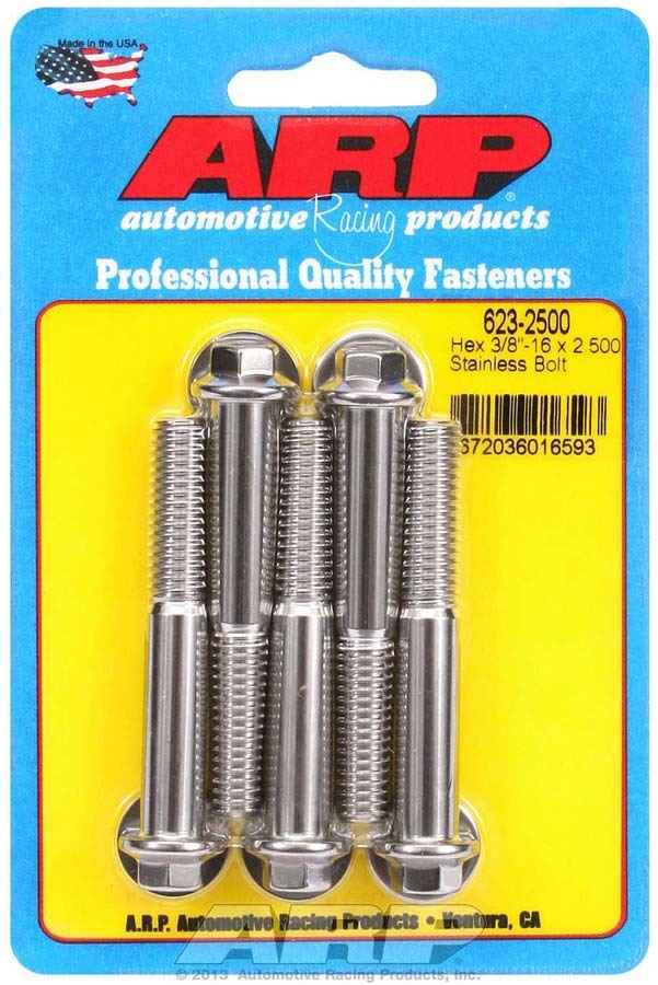 Auto Racing Products 623-2500 S/S Bolt Kit - 6pt. (5) 3/8-16 x 2.500 Auto Racing Products 623-2500