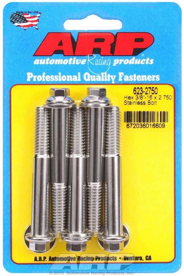 Auto Racing Products 623-2750 S/S Bolt Kit - 6pt. (5) 3/8-16 x 2.750 Auto Racing Products 623-2750