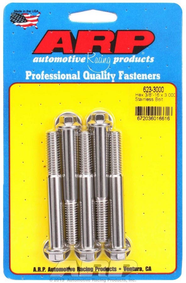 Auto Racing Products 623-3000 S/S Bolt Kit - 6pt. (5) 3/8-16 x 3.000 Auto Racing Products 623-3000