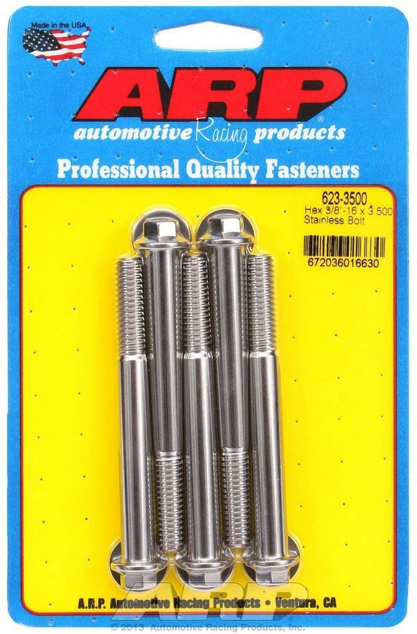 Auto Racing Products 623-3500 S/S Bolt Kit - 6pt. (5) 3/8-16 x 3.500 Auto Racing Products 623-3500