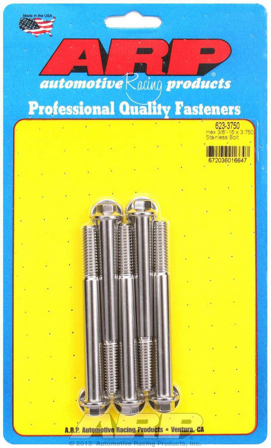 Auto Racing Products 623-3750 S/S Bolt Kit - 6pt. (5) 3/8-16 x 3.750 Auto Racing Products 623-3750