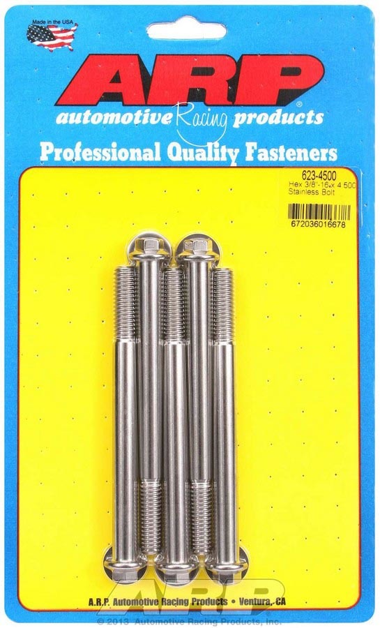 Auto Racing Products 623-4500 S/S Bolt Kit - 6pt. (5) 3/8-16 x 4.500 Auto Racing Products 623-4500