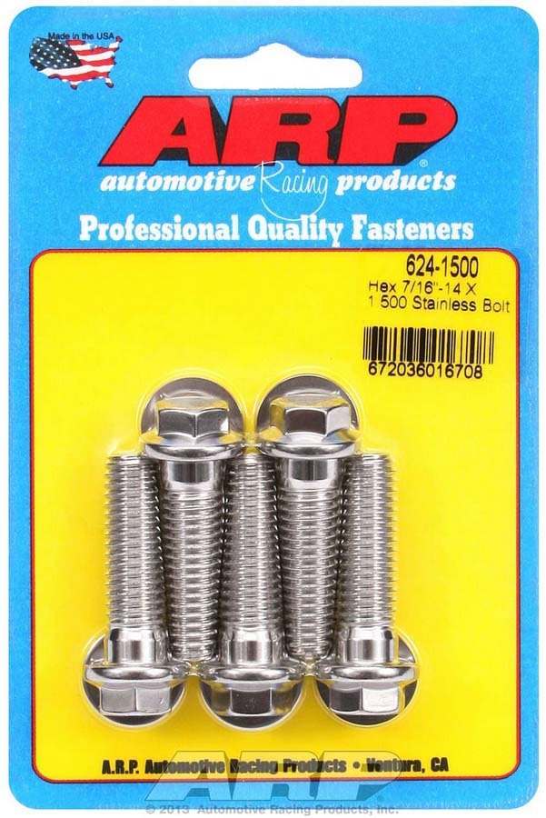 Auto Racing Products 624-1500 S/S Bolt Kit - 6pt. (5) 7/16-14 x 1.500 Auto Racing Products 624-1500