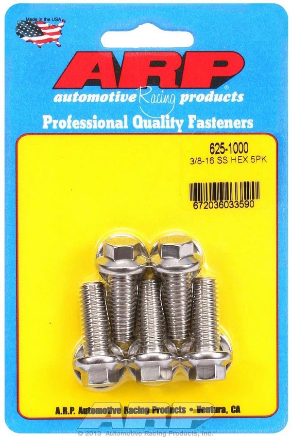 Auto Racing Products 625-1000 S/S Bolt Kit - 6pt. (5) 3/8-16 x 1.000 Auto Racing Products 625-1000
