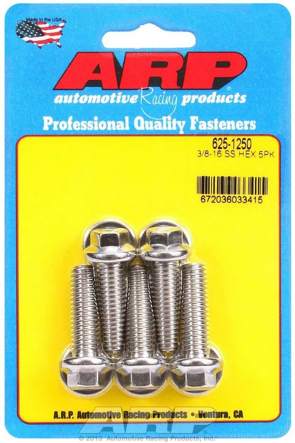 Auto Racing Products 625-1250 S/S Bolt Kit - 6pt. (5) 3/8-16 x 1.250 Auto Racing Products 625-1250