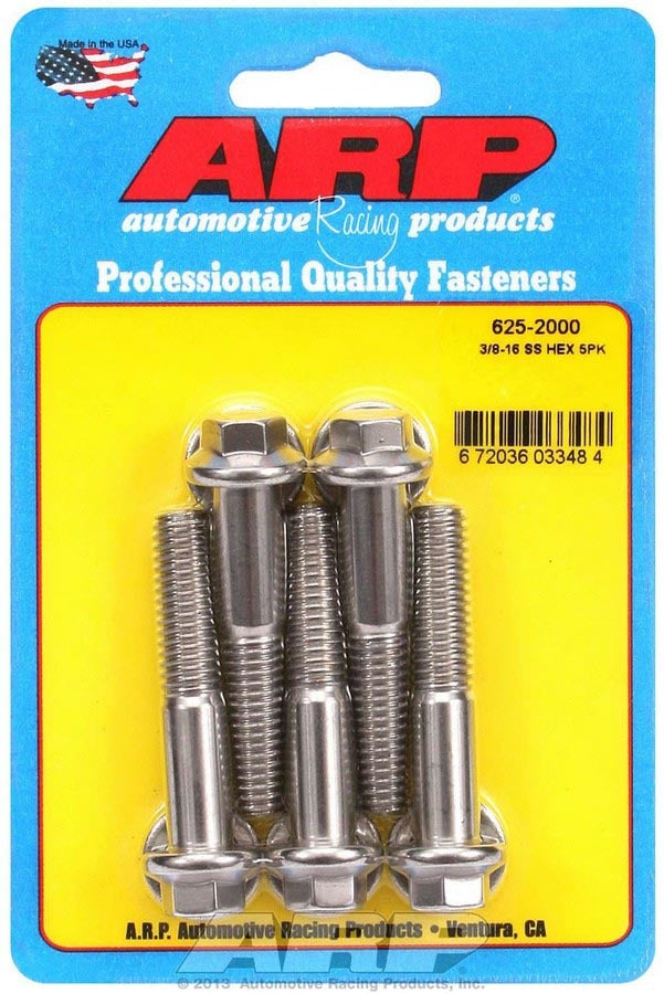 Auto Racing Products 625-2000 S/S Bolt Kit - 6pt. (5) 3/8-16 x 2.000 Auto Racing Products 625-2000