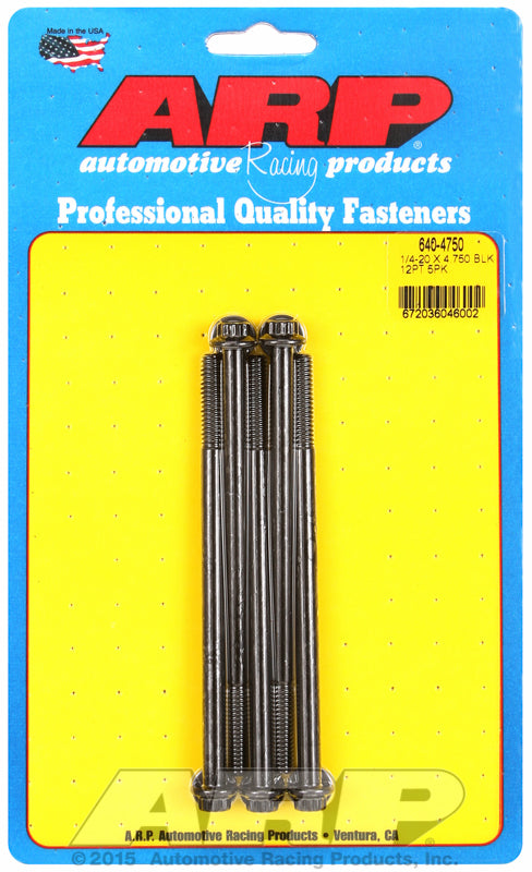 Auto Racing Products 640-4750 1/4-20 x 4.750 12pt Bolt Kit  5pk Auto Racing Products 640-4750