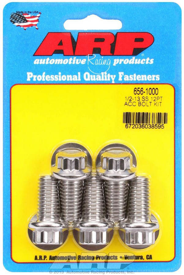 Auto Racing Products 656-1000 S/S Bolt Kit - 12pt. (5) 1/2-13 x 1.000 Auto Racing Products 656-1000