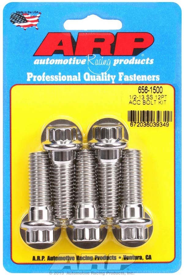 Auto Racing Products 656-1500 S/S Bolt Kit - 12pt. (5) 1/2-13 x 1.500 Auto Racing Products 656-1500