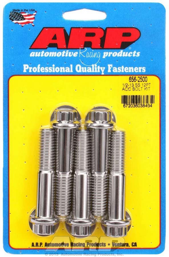Auto Racing Products 656-2500 S/S Bolt Kit - 12pt. (5) 1/2-13 x 2.500 Auto Racing Products 656-2500