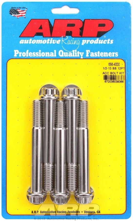 Auto Racing Products 656-4000 S/S Bolt Kit - 12pt. (5) 1/2-13 x 4.000 Auto Racing Products 656-4000