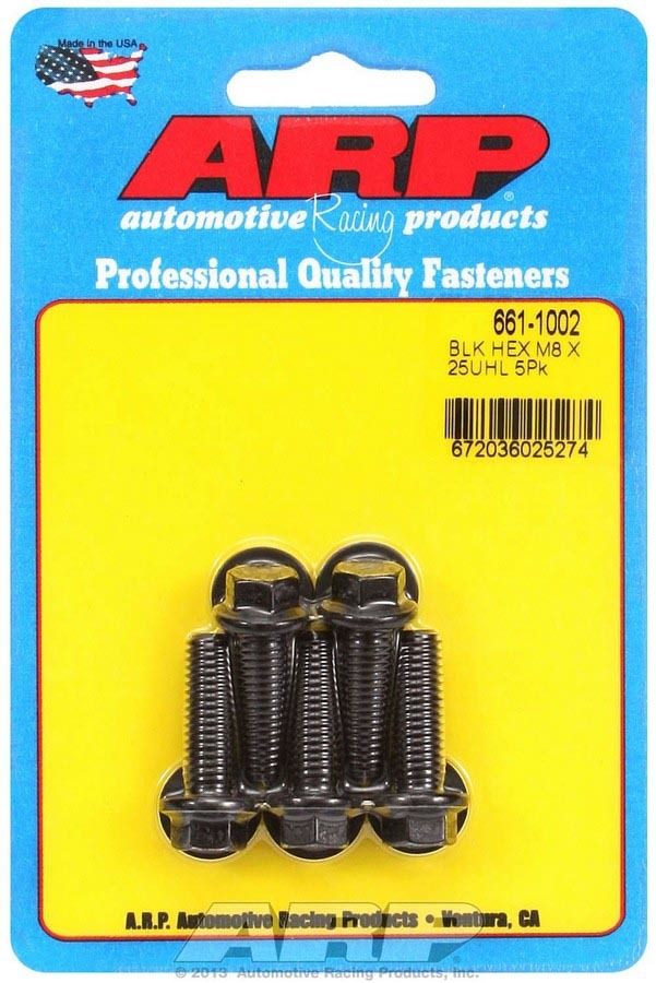 Auto Racing Products 661-1002 8mm x 1.25 x 25mm 6pt Bolt Kit 5pk Auto Racing Products 661-1002