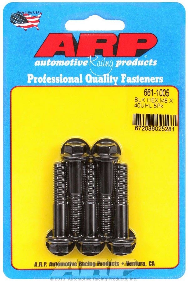 Auto Racing Products 661-1005 8mm x 1.25 x 40mm 6pt Bolt Kit (5pk) Auto Racing Products 661-1005