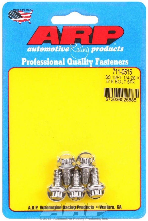Auto Racing Products 711-0515 S/S Bolt Kit - 12pt. (5) 1/4-28 x .515 Auto Racing Products 711-0515