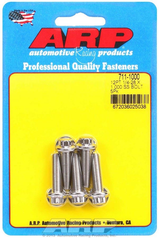 Auto Racing Products 711-1000 S/S Bolt Kit - 12pt. (5) 1/4-28 x 1.000 Auto Racing Products 711-1000