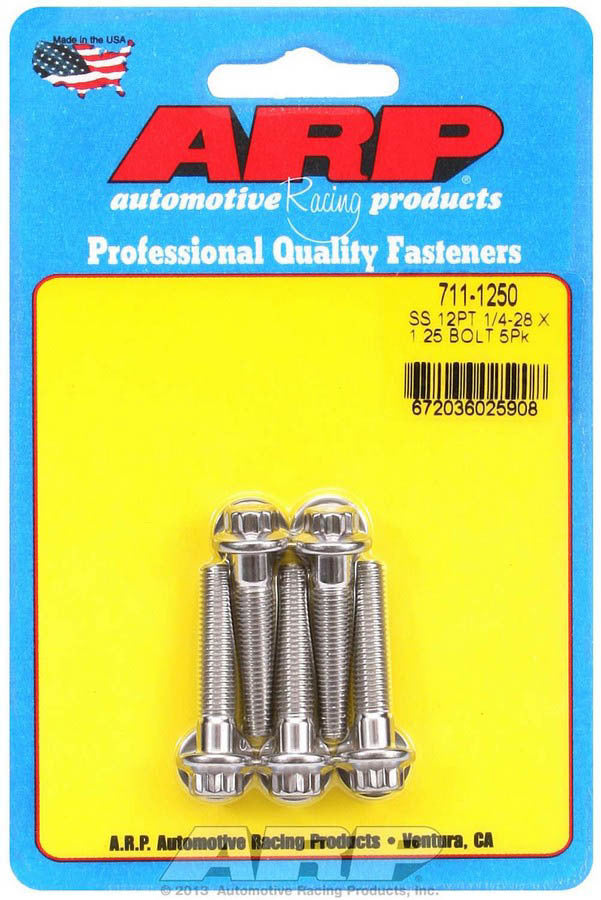 Auto Racing Products 711-1250 S/S Bolt Kit - 12pt. (5) 1/4-28 x 1.250 Auto Racing Products 711-1250