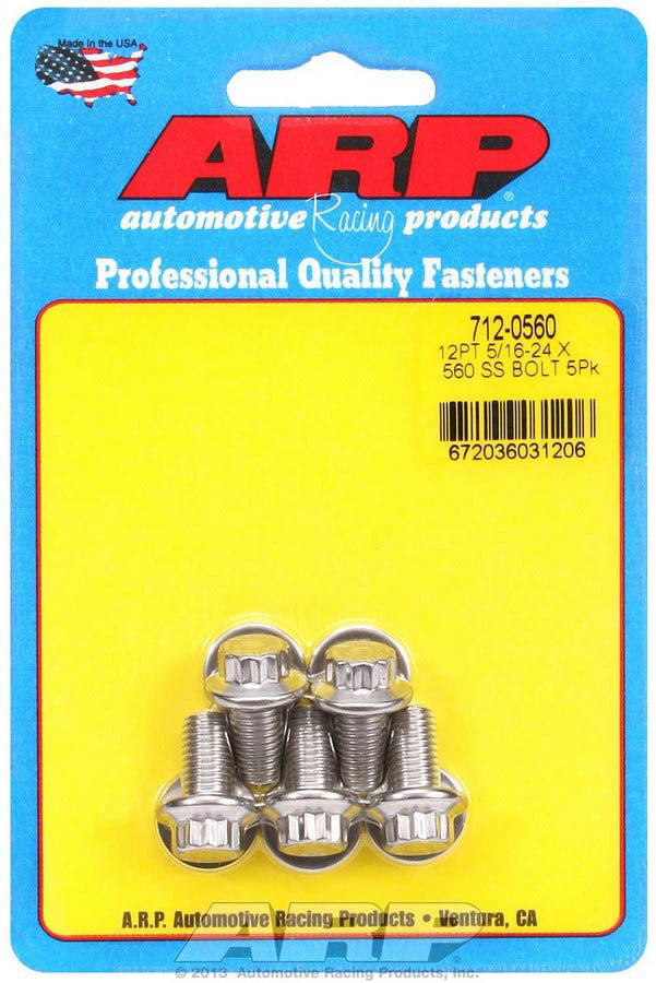 Auto Racing Products 712-0560 S/S Bolt Kit - 12pt. (5) 5/16-24 x .560 Auto Racing Products 712-0560