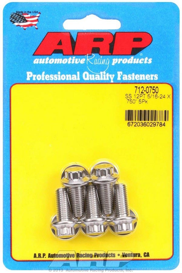 Auto Racing Products 712-0750 S/S Bolt Kit - 12pt. (5) 5/16-24 x .750 Auto Racing Products 712-0750