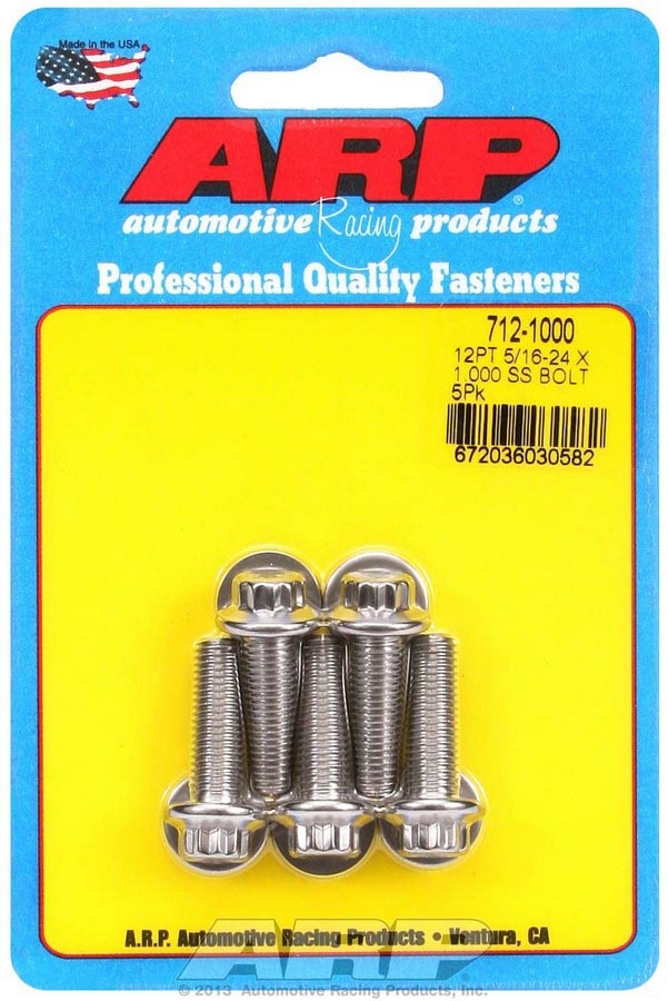 Auto Racing Products 712-1000 S/S Bolt Kit - 12pt. (5) 5/16-24 x 1.000 Auto Racing Products 712-1000