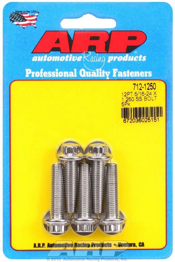 Auto Racing Products 712-1250 S/S Bolt Kit - 12pt. (5) 5/16-24 x 1.250 Auto Racing Products 712-1250