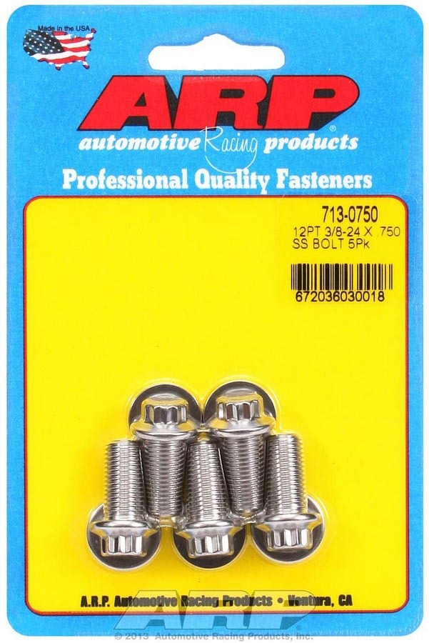 Auto Racing Products 713-0750 S/S Bolt Kit - 12pt. (5) 3/8-24 x .750 Auto Racing Products 713-0750