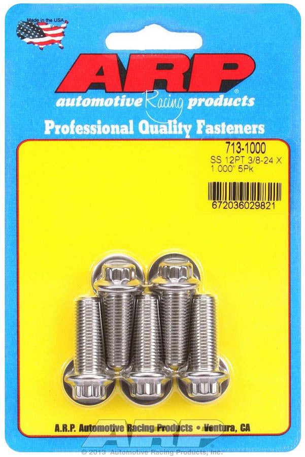 Auto Racing Products 713-1000 S/S Bolt Kit - 12pt. (5) 3/8-24 x 1.000 Auto Racing Products 713-1000