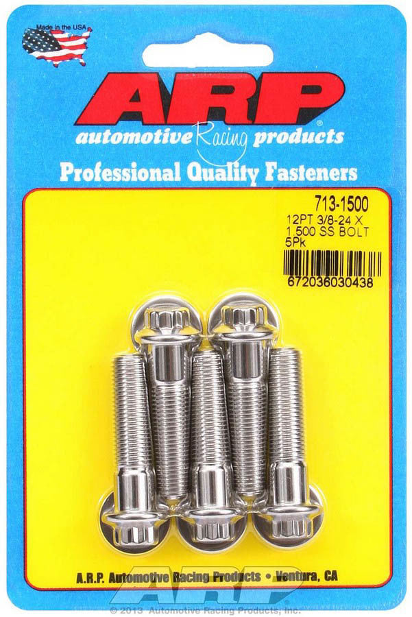 Auto Racing Products 713-1500 S/S Bolt Kit - 12pt. (5) 3/8-24 x 1.500 Auto Racing Products 713-1500