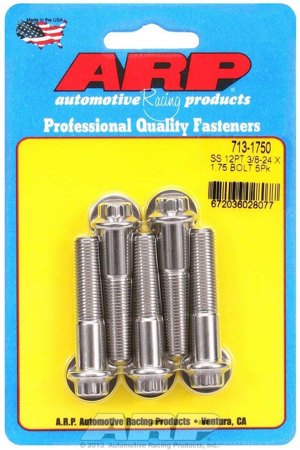 Auto Racing Products 713-1750 S/S Bolt Kit - 12pt. (5) 3/8-24 x 1.750 Auto Racing Products 713-1750