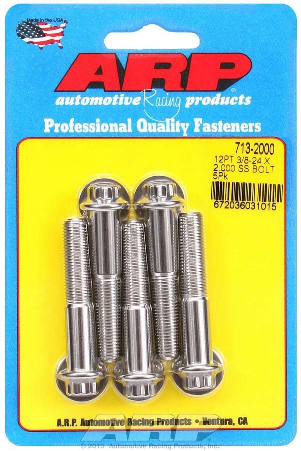 Auto Racing Products 713-2000 S/S Bolt Kit - 12pt. (5) 3/8-24 x 2.000 Auto Racing Products 713-2000