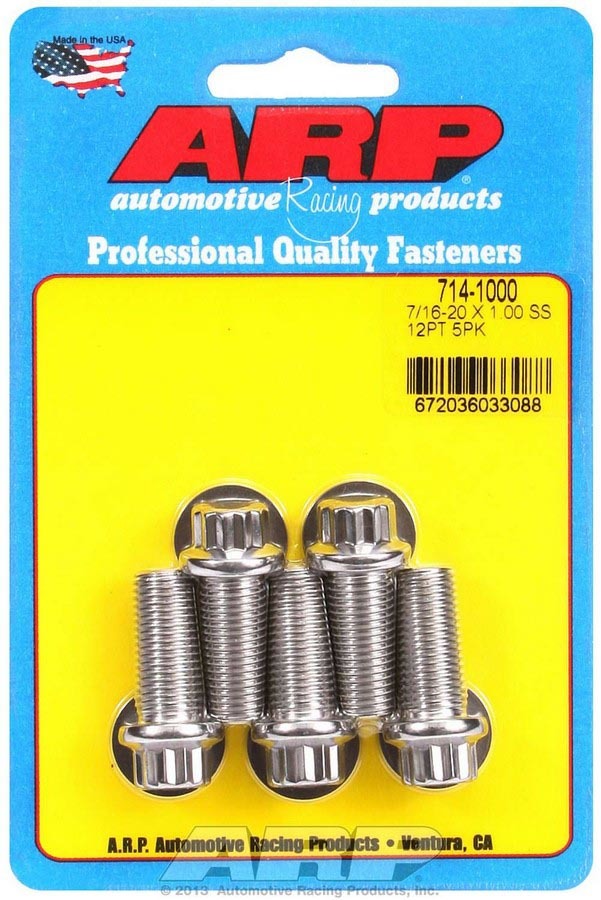 Auto Racing Products 714-1000 S/S Bolt Kit - 12pt. (5) 7/16-20 x 1.000 Auto Racing Products 714-1000
