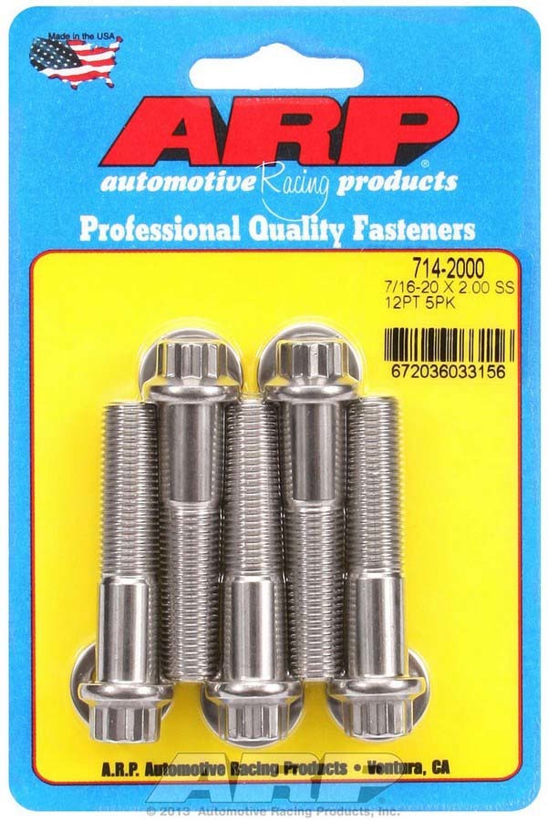 Auto Racing Products 714-2000 7/16-20 x 2.000 12pt SS Bolt Kit 5pk Auto Racing Products 714-2000