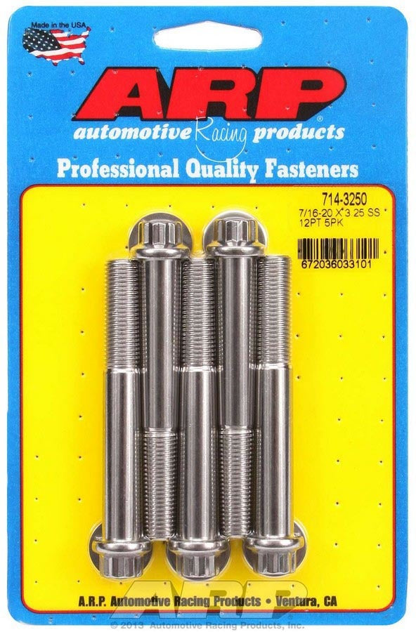 Auto Racing Products 714-3250 7/16-20 x 3.250 12pt SS Bolt Kit 5pk Auto Racing Products 714-3250