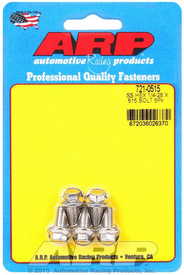 Auto Racing Products 721-0515 S/S Bolt Kit - 6pt. (5) 1/4-28 x 0.515 Auto Racing Products 721-0515
