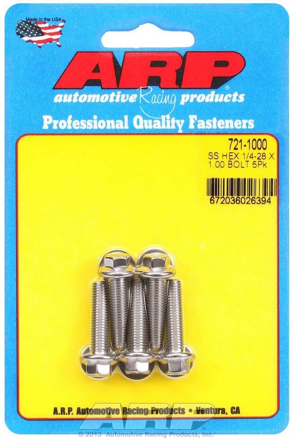 Auto Racing Products 721-1000 S/S Bolt Kit - 6pt. (5) 1/4-28 x 1.000 Auto Racing Products 721-1000