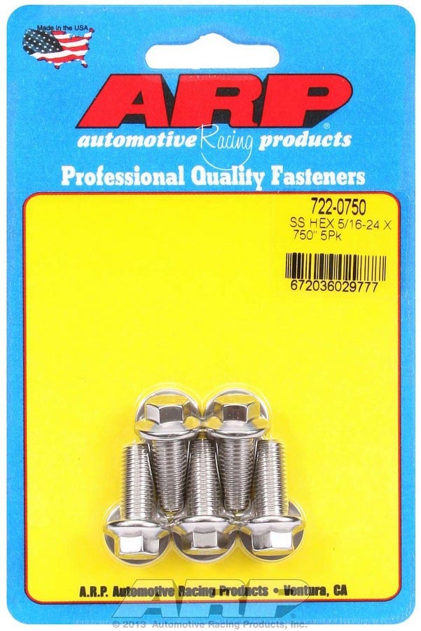 Auto Racing Products 722-0750 S/S Bolt Kit - 6pt. (5) 5/16-24 x .750 Auto Racing Products 722-0750