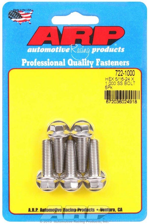 Auto Racing Products 722-1000 S/S Bolt Kit - 6pt. (5) 5/16-24 x 1.000 Auto Racing Products 722-1000