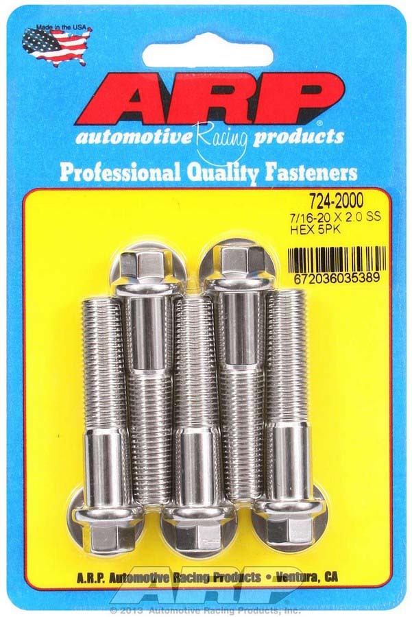 Auto Racing Products 724-2000 7/16-20 x 2.000 6pt SS Bolt Kit 5pk Auto Racing Products 724-2000