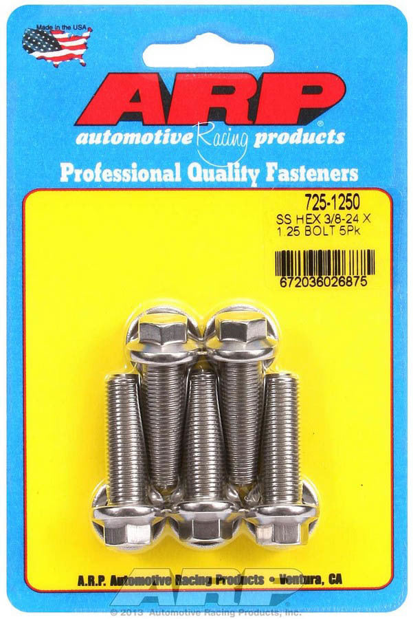 Auto Racing Products 725-1250 S/S Bolt Kit - 6pt. (5) 3/8-24 x 1.250 Auto Racing Products 725-1250
