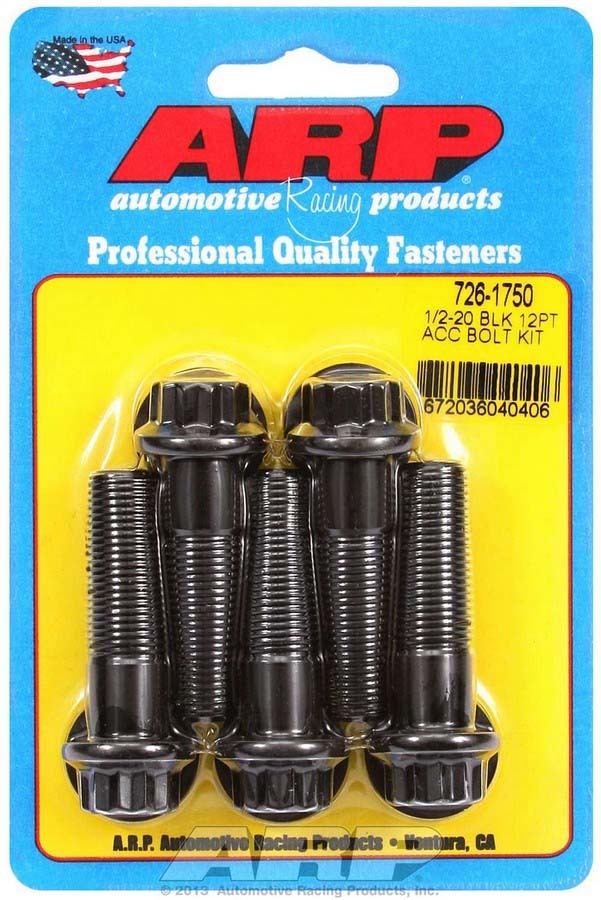 Auto Racing Products 726-1750 1/2-20 x 1.750 12pt Bolt Kit (5) Black Oxide Auto Racing Products 726-1750